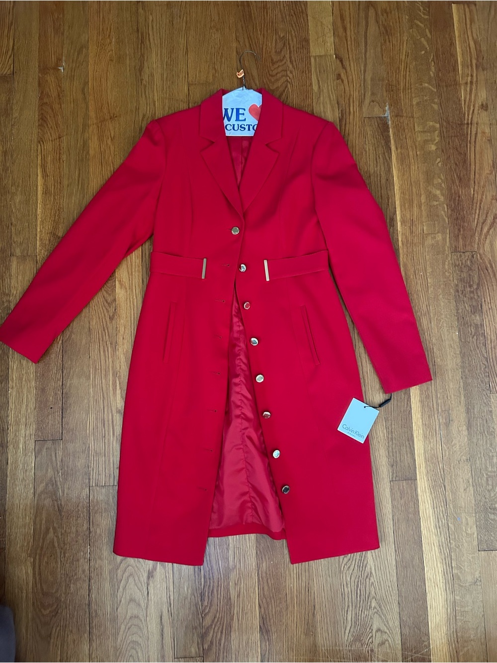 Calvin Klein Red Button Front Blazer Dress Size 6 NWT